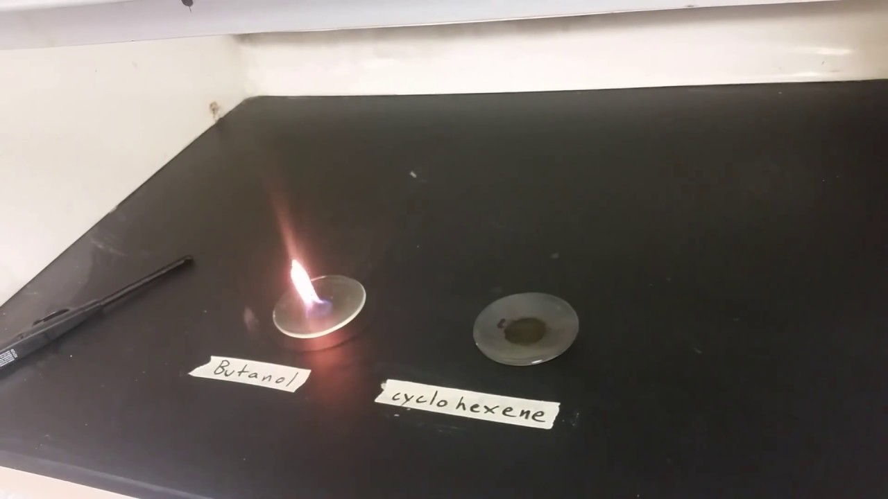 Butanol and cyclohexene combustion reaction