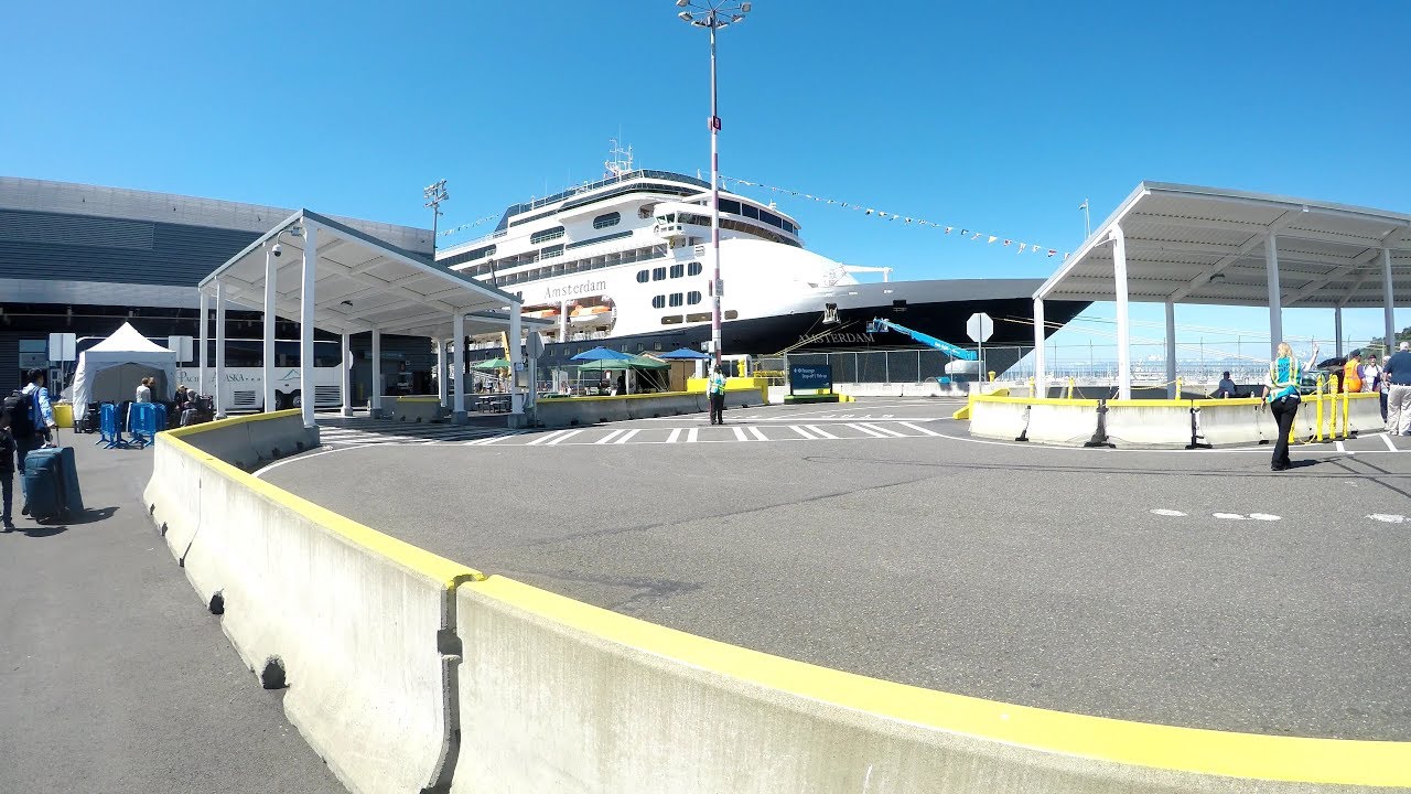 Seattle Cruise Port Terminal Pier 91 (Smith Cove) Boarding Cruise Ship to Alaska (4K)