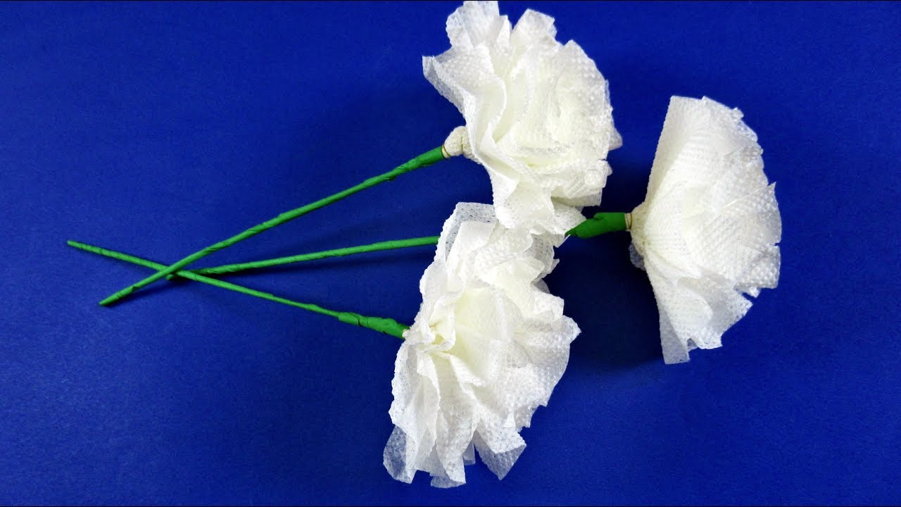Гвоздика из салфеток своими руками 🌼 Цветы из бумаги