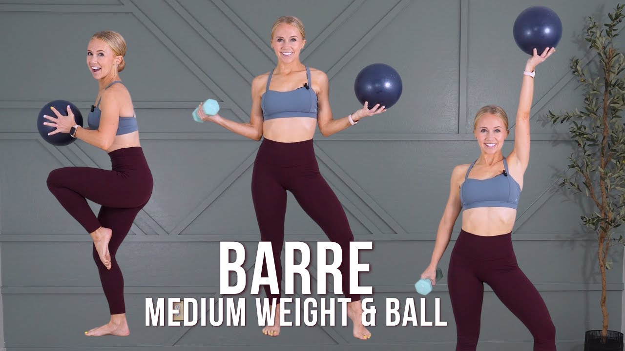 40-MIN Barre Workout | Medium Weight & Ball
