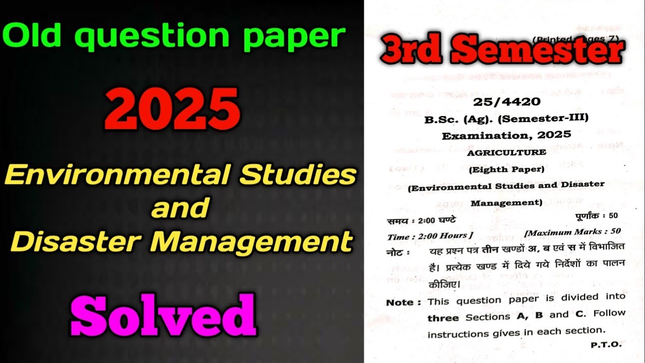 Environmental Studies and DisasterManagement 3rd year 3rd semester Old Question paper solved 2025