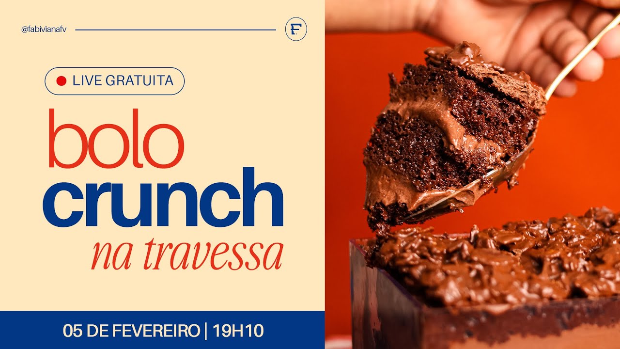 Às 19h10 - Aula Gratuita - Bolo Crunch na Travessa