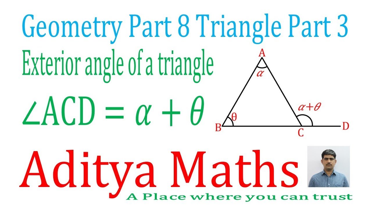 Exterior angle of a triangle proof Geometry By Aditya Maths Krishnia for SSC Bank Railway etc.