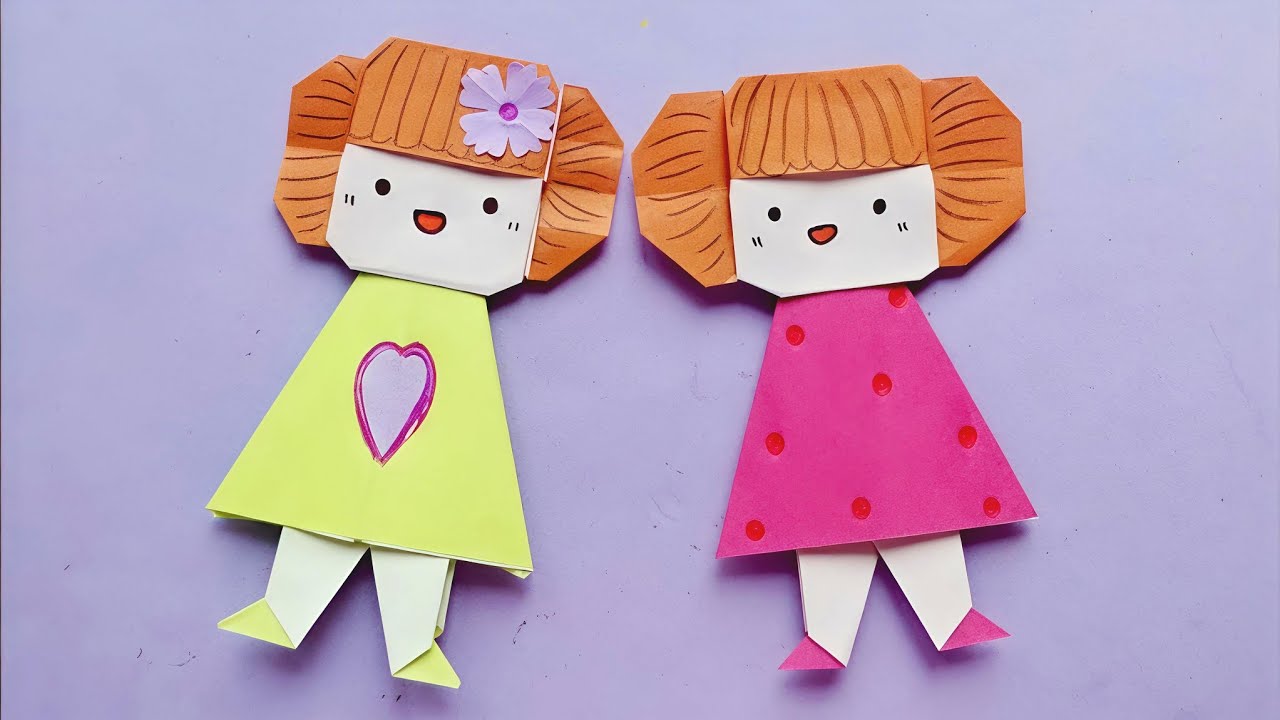 Easy origami Girl | paper doll DIY craft| Origami paper doll