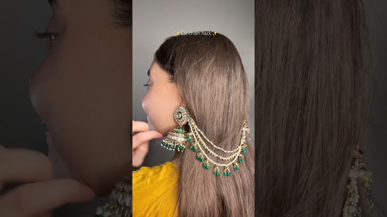 Ear chain hack✨#trending #trendingshorts #shorts #wedding #earrings #viralvideo #viral #ytshorts