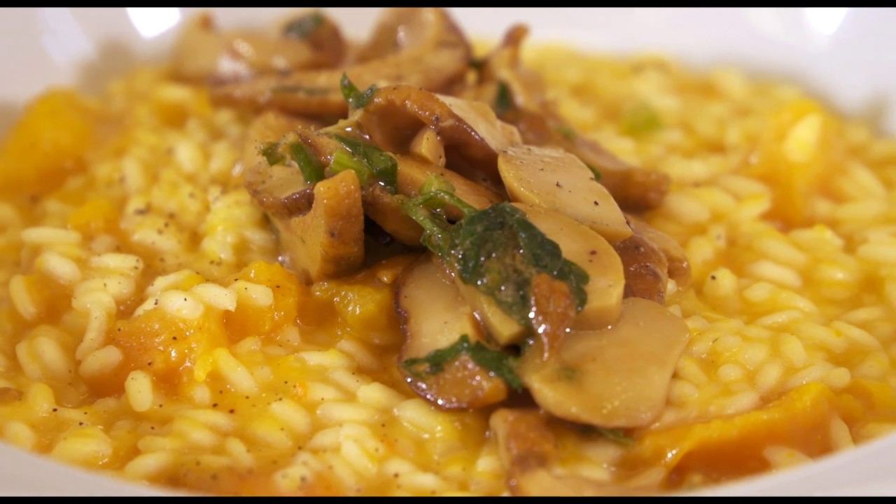 Risotto con zucca, pecorino e funghi porcini