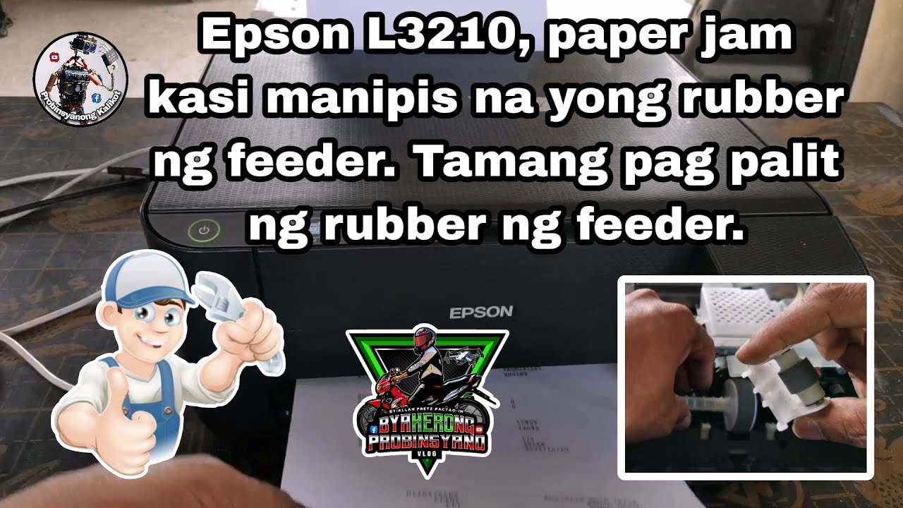 Epson L3210, paper jam kasi manipis na yong rubber ng feeder. Tamang pag palit ng rubber ng feeder.