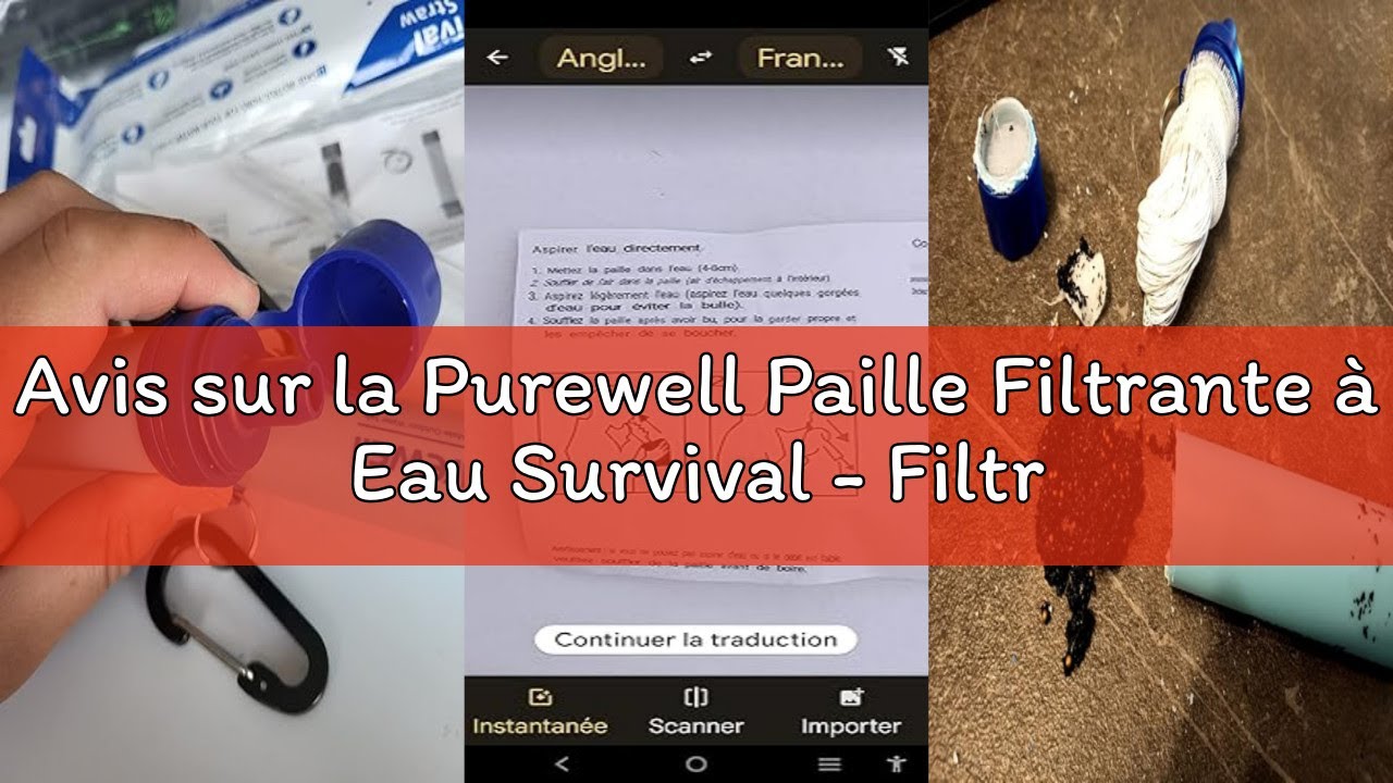 Avis sur la Purewell Paille Filtrante à Eau Survival - Filtre Portable 0.01 Micron Élimine 99.99% Ba