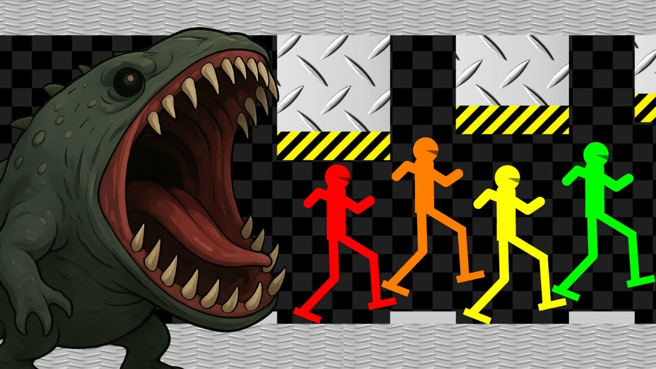 Survival Stickman Race - Escape From Baby T - Rex