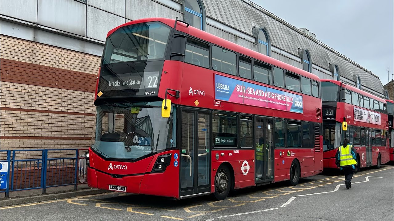 FULL ROUTE VISUAL|Arriva London North Bus Route 221|Turnpike Lane Station - Edgware|HV232(LK66 GBO)