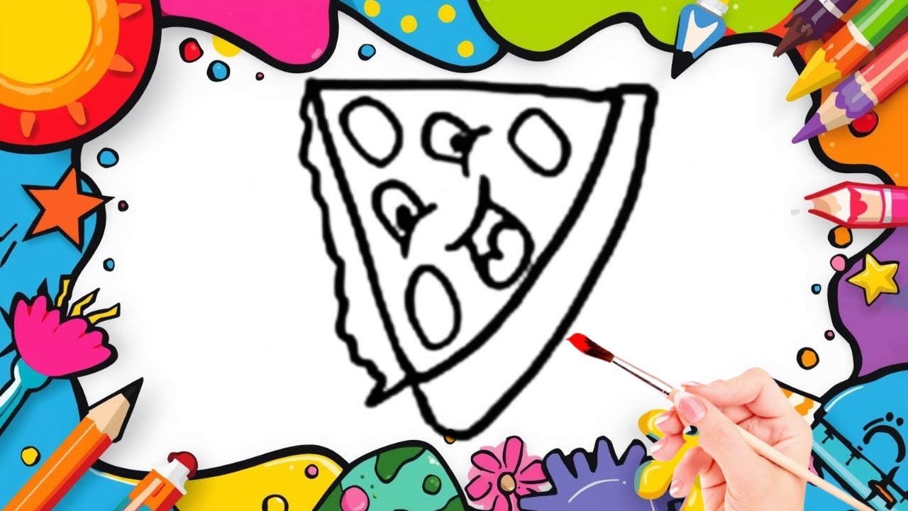 How To Draw cute Pizza Slice Drawing, Painting & Coloring For Kids and Toddlers_🌈🎨 🐋