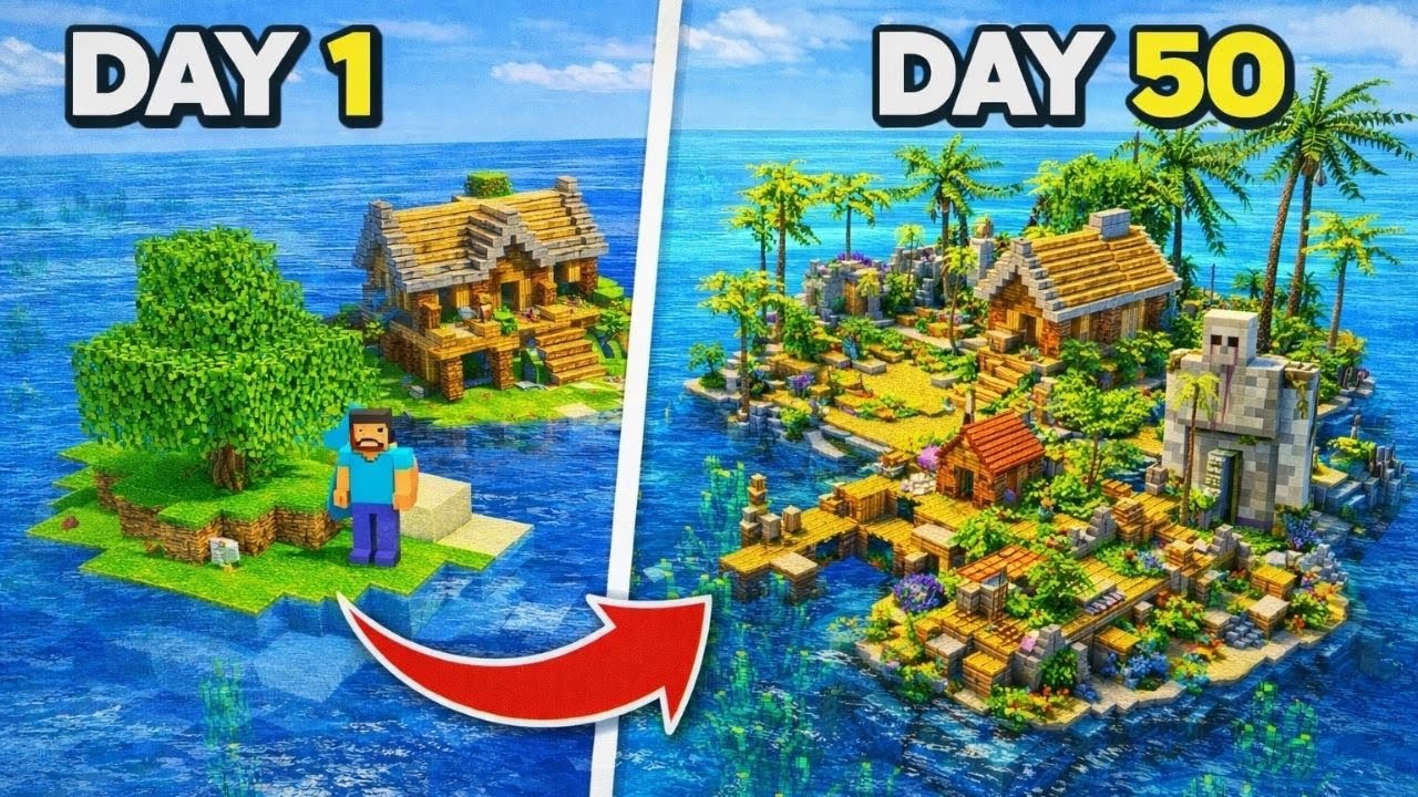 Minecraft Hardcore: Issız Adada 50 Gün Hayatta Kalmak