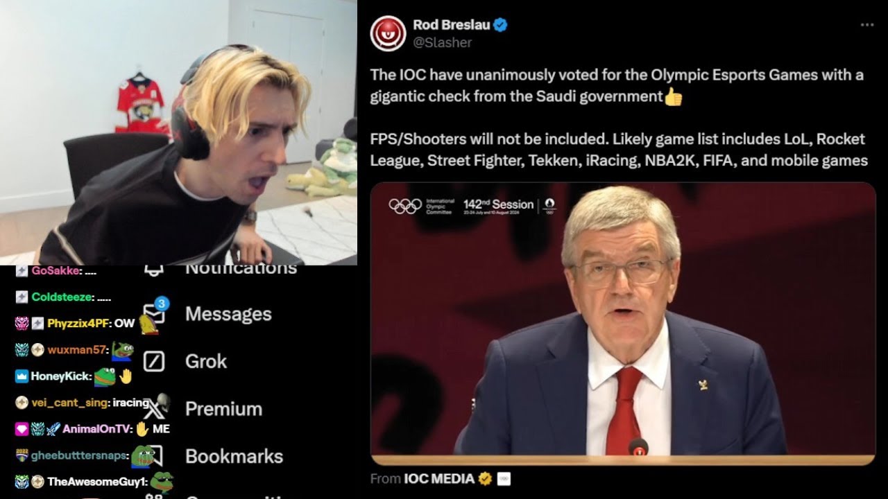 xQc reacts to IOC voted for The Olympic Esports Games with Gigantic Check from Saudi Government