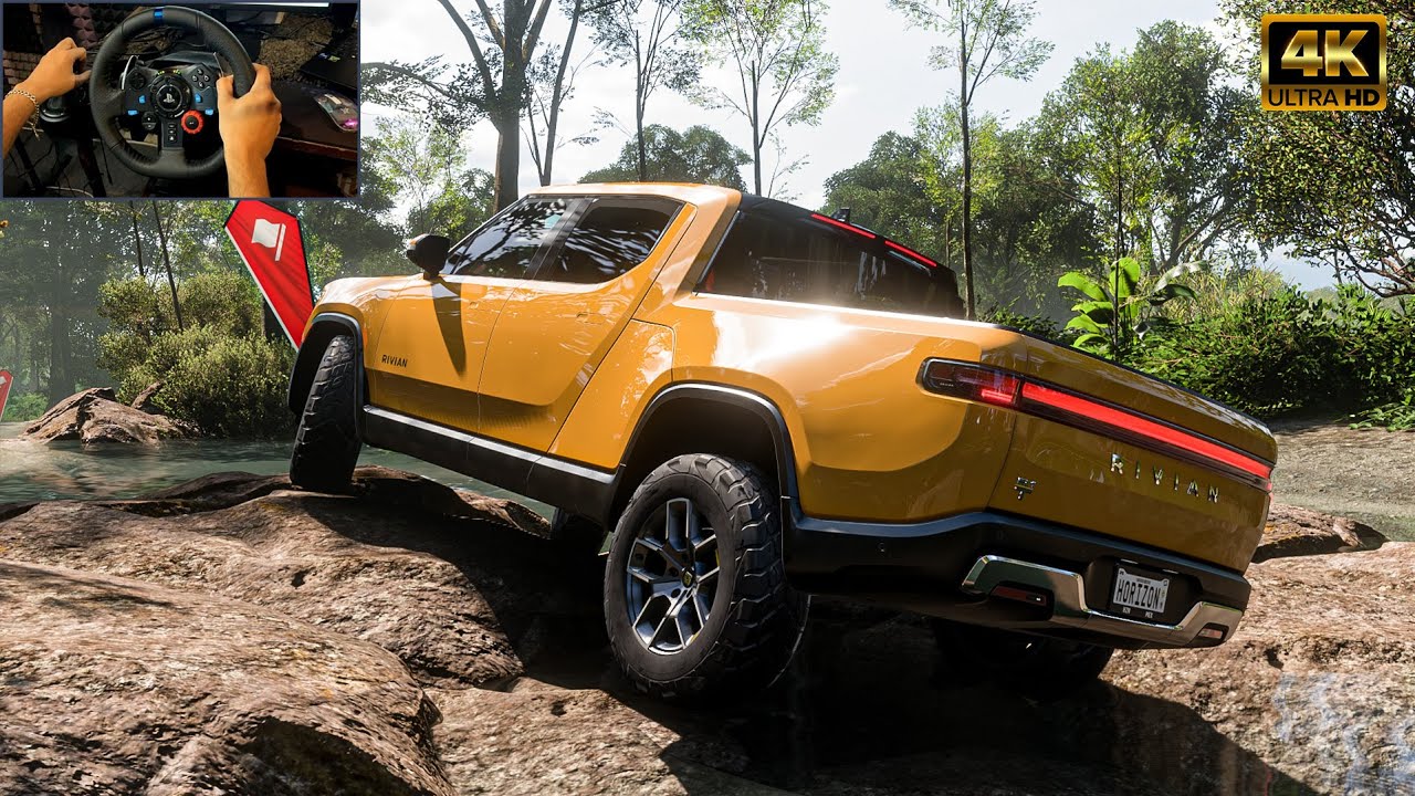 Rivian R1T ROCK CRAWLING in 4K! | Ultra Realistic G29 Wheel Gameplay