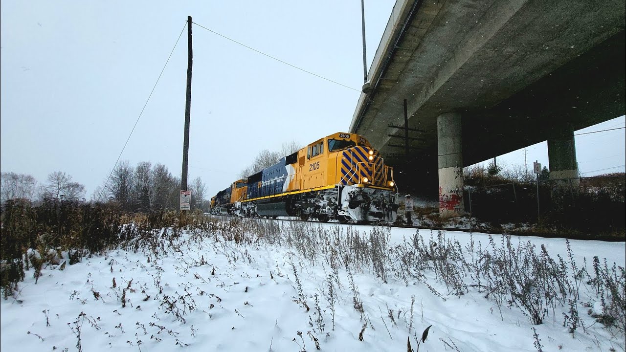 ONR 113 leaving at Trout Lake with units ONR 2105 leading, ONR 2104, and ONR 2123