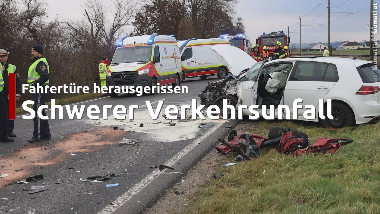 Fahrertüre herausgerissen: Frontalcrash auf Eferdinger Straße bei Alkoven fordert zwei Verletzte