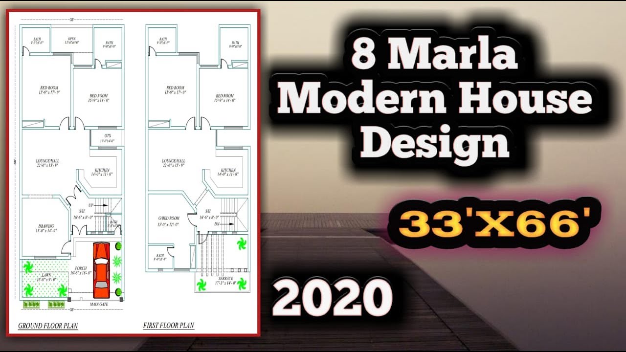 8 Marla House Design in Pakistan || 8 Marla ghar ka naksha || double story || 33 x 66 || 2020