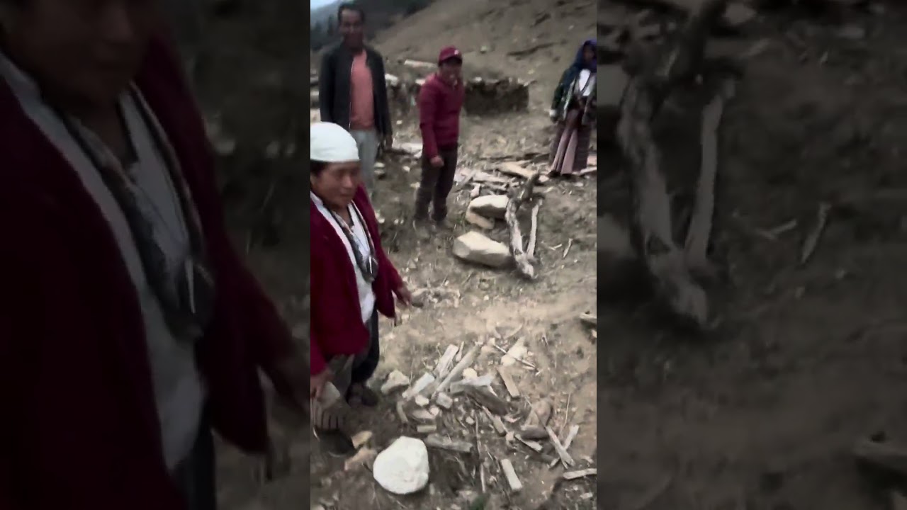 Preparing tents  for staying at night