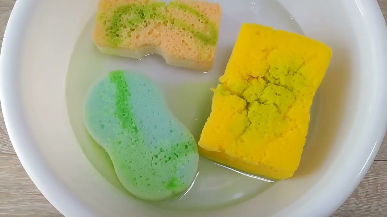【ASMR】Ripping and squeezing ⚡️Old soft sponges🤍お蔵入り動画を投稿するぞシリーズ第二弾