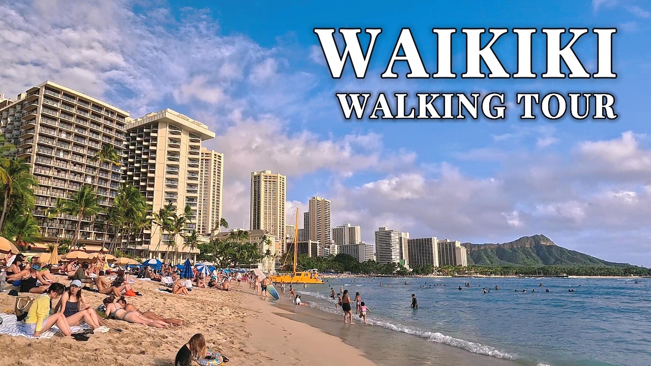 Waikiki Walking Tour 4K 🌴 Hilton Lagoon to Waikiki Beach | Hawaii Walk