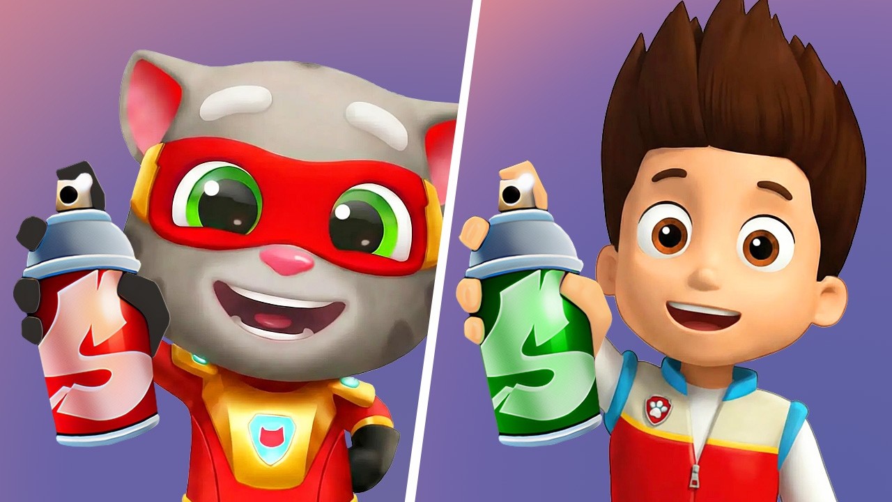 Talking Tom Hero Dash VS Paw Patrol Ryder Surf - Tom Hero Dash New Update, Talking Tom Cat Gameplay