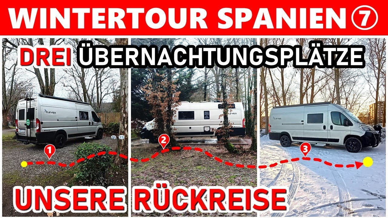 1.800 km HEIMREISE: Zwischen SCHNEE-CHAOS & AUTOBAHNSPERRUNG! ❄️ | 3 Wohnmobil-Stellplätze