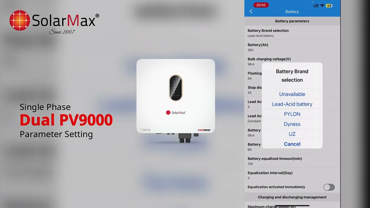 Solarmax Onyx Ultra 6KW Parameter Settings