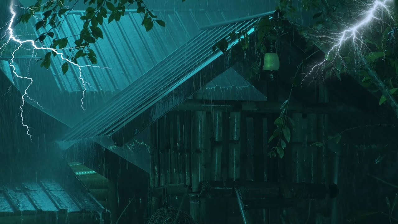 Sleep Better & Relieve Insomnia 🌧️ Heavy Rain with Distant Thunder on a Metal Roof at Night