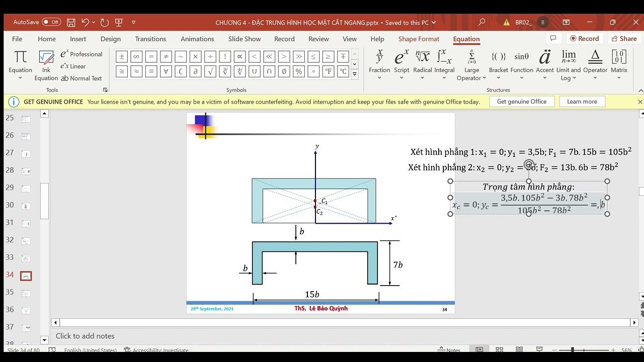 Sức Bền Vật Liệu 1: T&iacute;nh Trọng T&acirc;m v&agrave; M&ocirc; men qu&aacute;n t&iacute;nh ch&iacute;nh trung t&acirc;m h&igrave;nh phẳng (Part 2)
