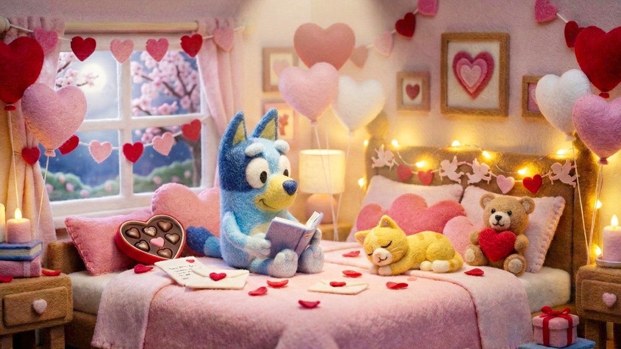 Cozy Valentine Evening with Bluey 💖 Warm Jazz Lofi for Romantic Vibes & Sweet Love Mood