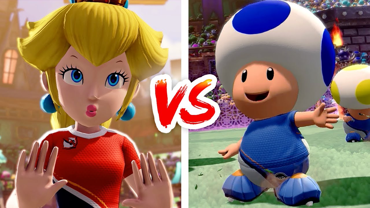 Mario Strikers Battle League - Peach Vs. Toad (3 Players)