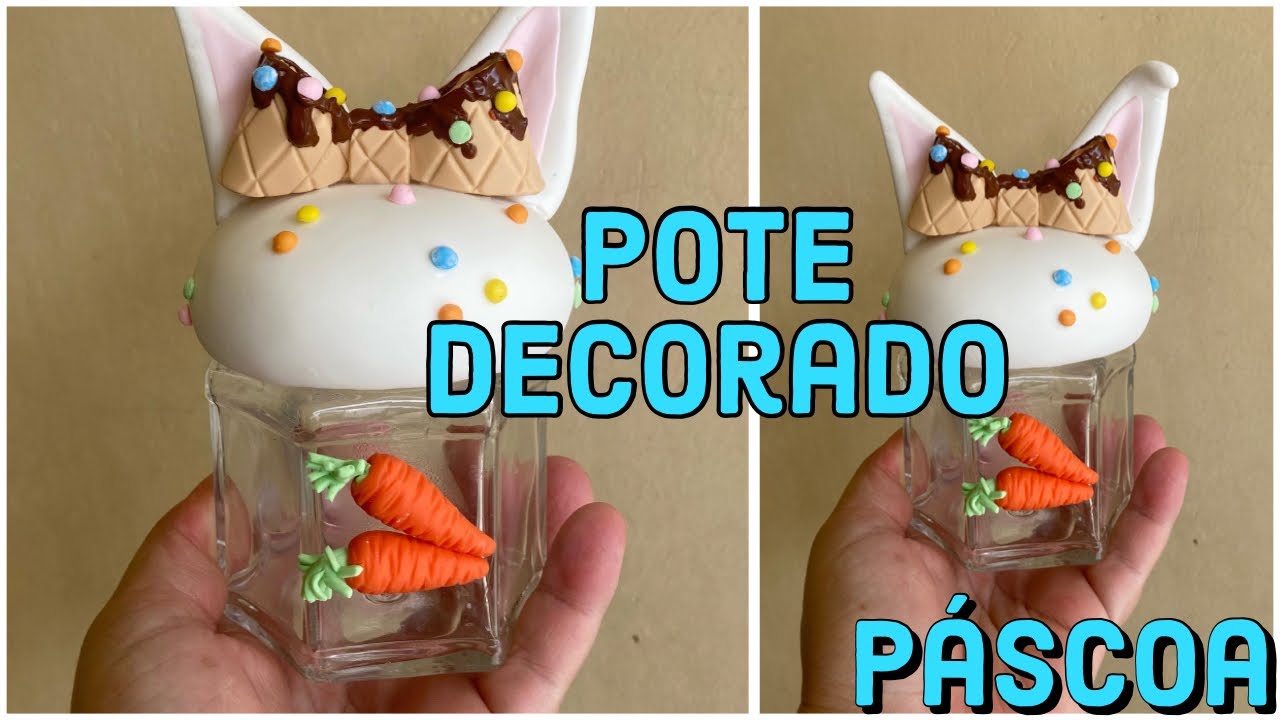 Pote decorado com Biscuit Páscoa/Arte com a Paty Biscuit