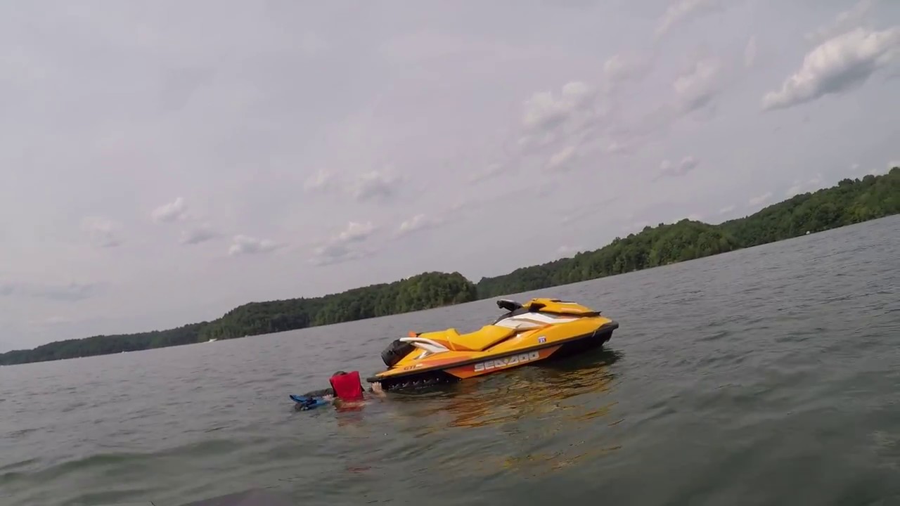 7/28/18 Struggle is real to get back on Seadoo in open water