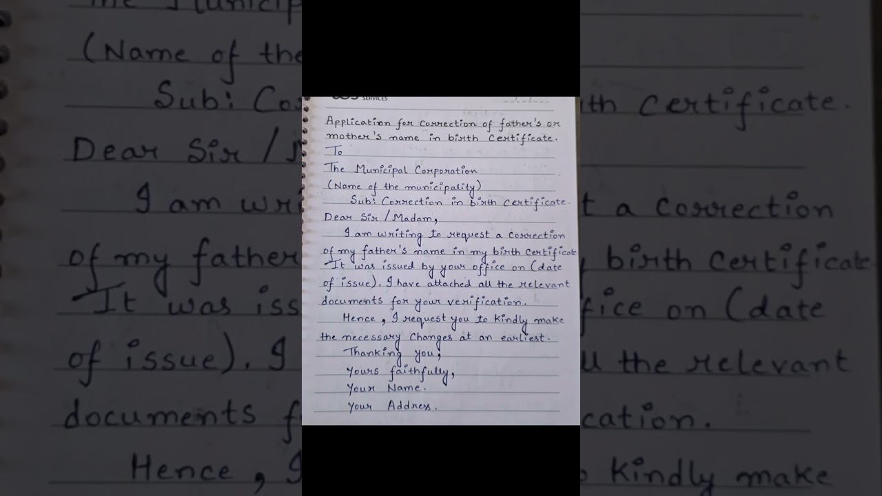 application for correction father's or mother's name in birth certificate||#applicationwriting