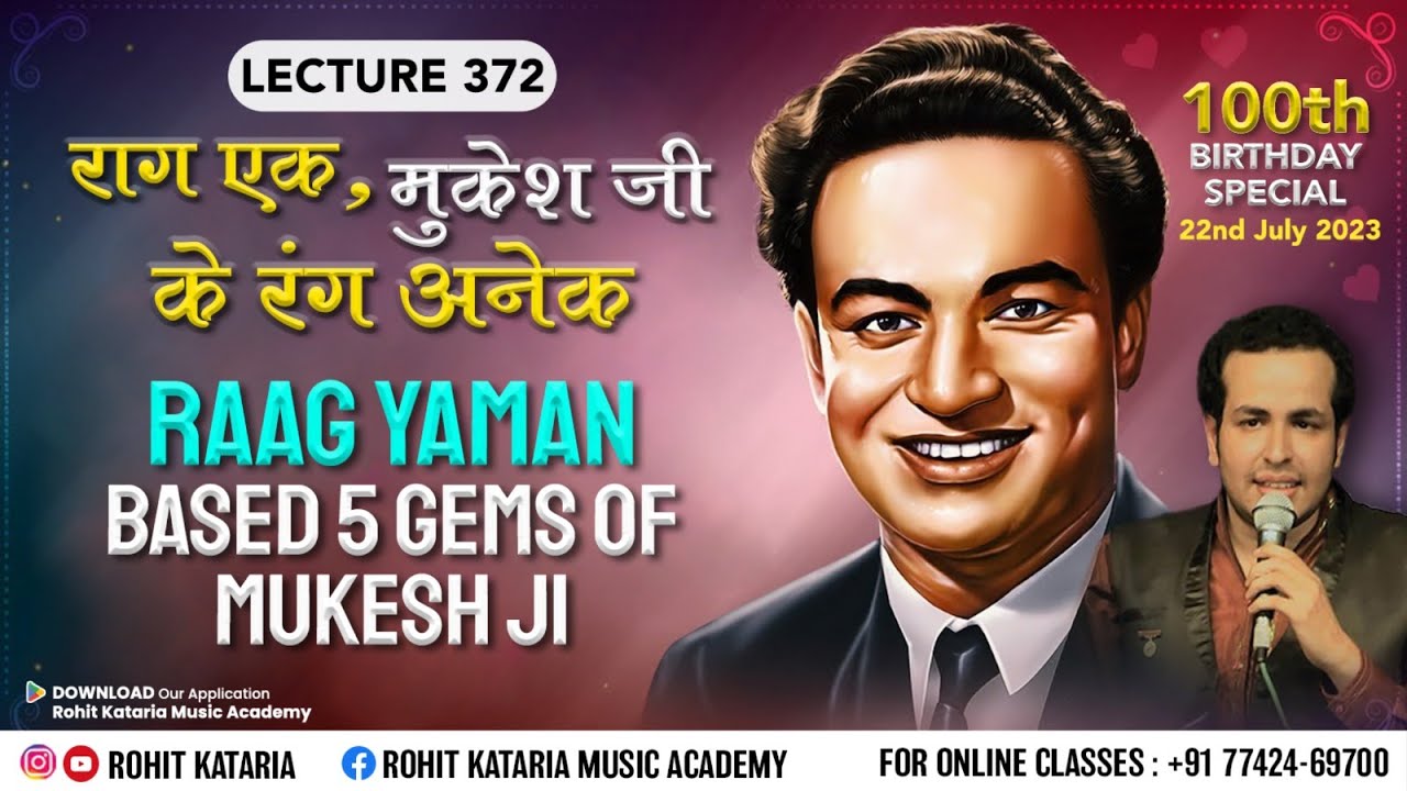 Raag Yaman Based Songs of Mukesh Mathur |100th Birthday Special Raag Ek Rang Anek Lecture- 372