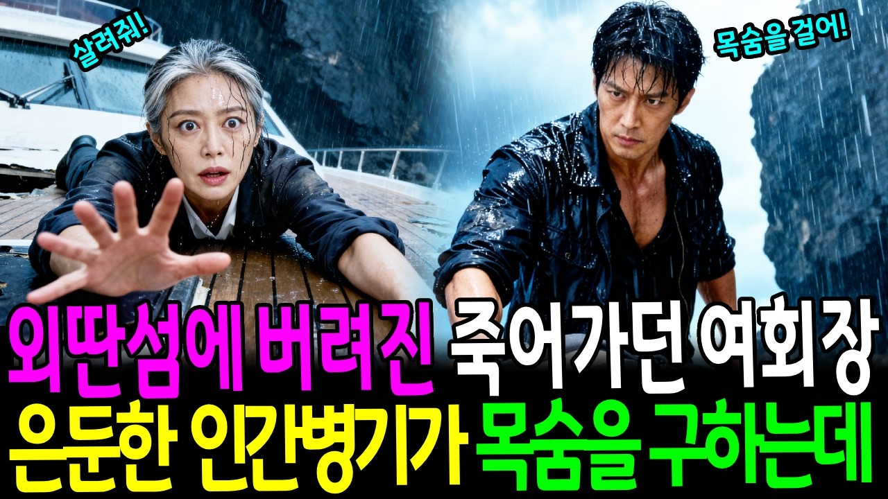 외딴섬에 버려진 죽어가던 여회장, 은둔한  인간병기가 목숨을 구하는데