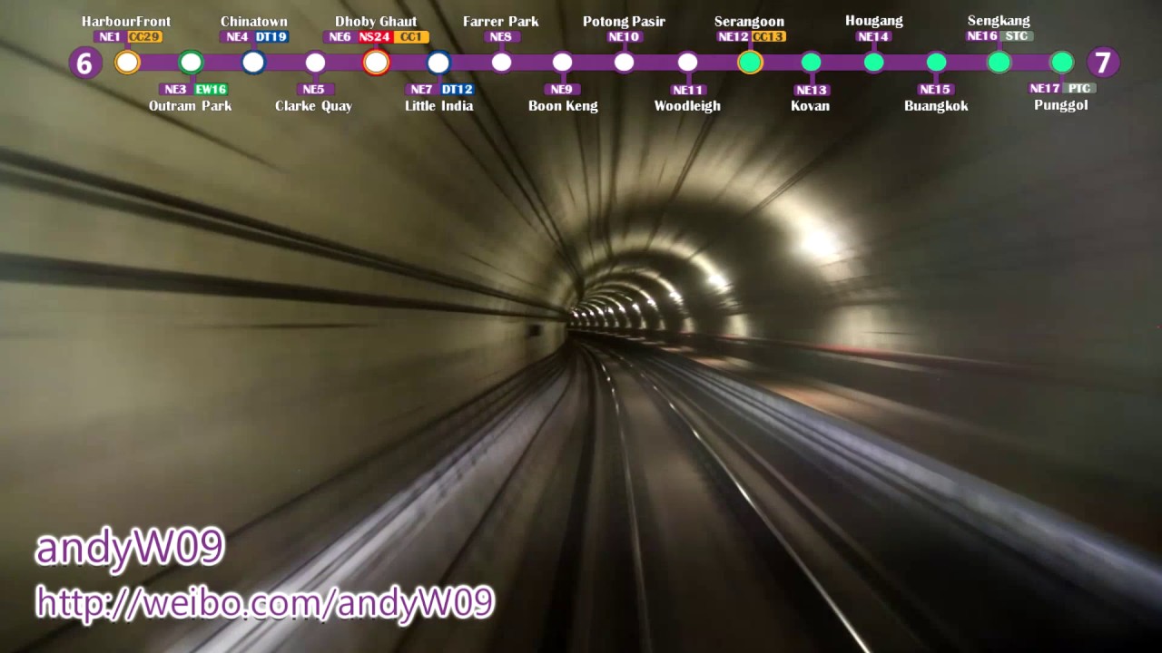 【第一視角POV】【新加坡MRT】東北綫 港灣→榜鵝 Singapore MRT North East Line Front View Time-Lapse POV