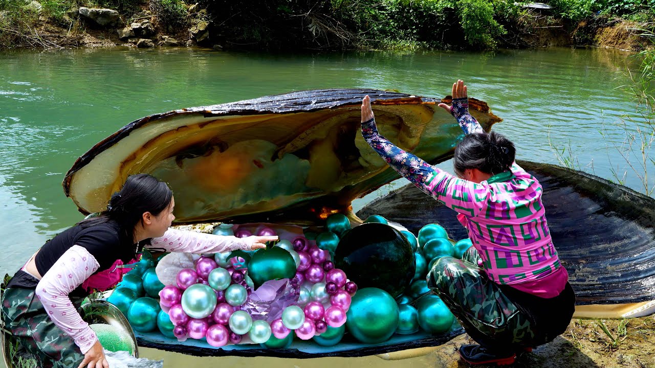 😱🎁💎The freshwater giant clams here are embedded with incredibly precious pearls, so charming