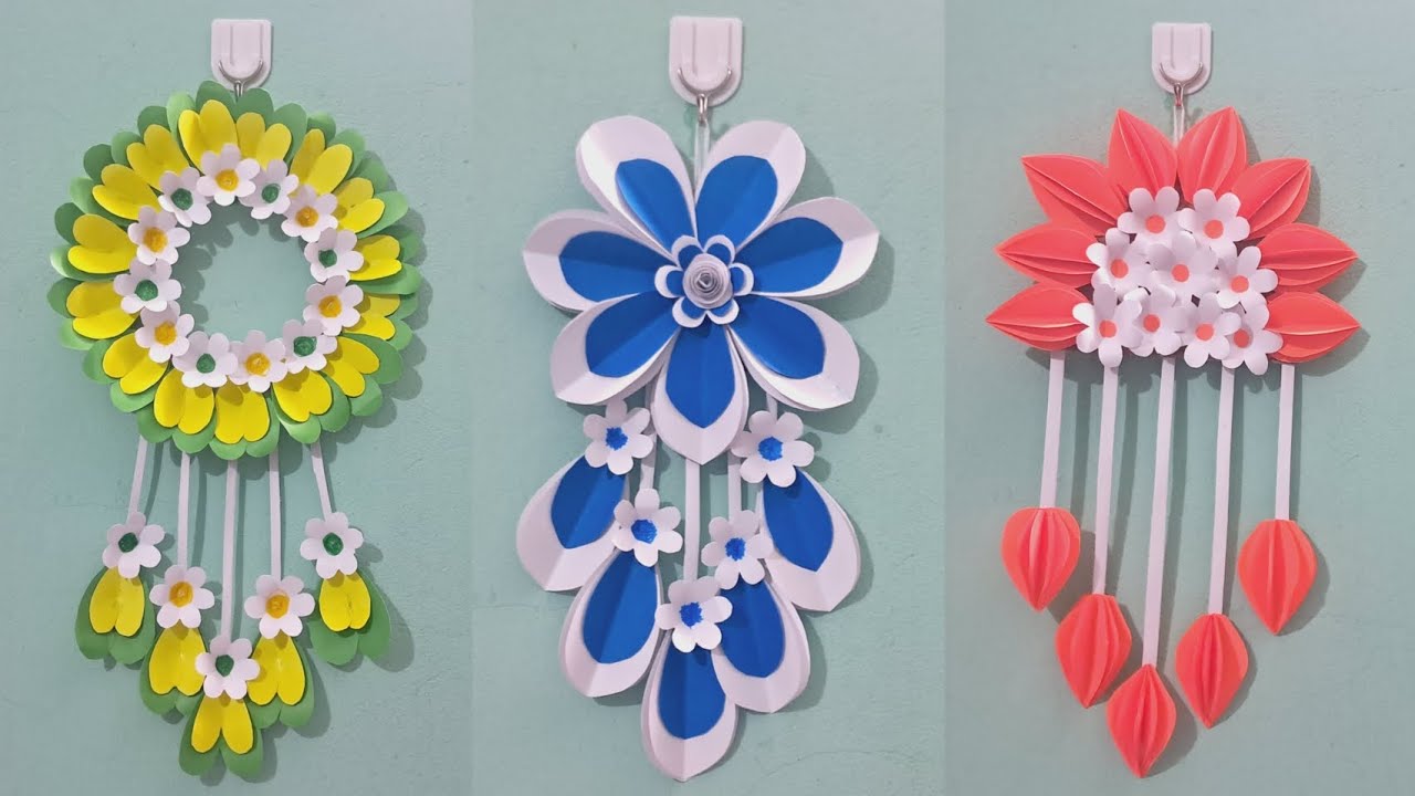 3 Unique Flower WallHanging 💫 | Quick Paper Craft For Home Decoration | Easy Wallmate|viral videos 