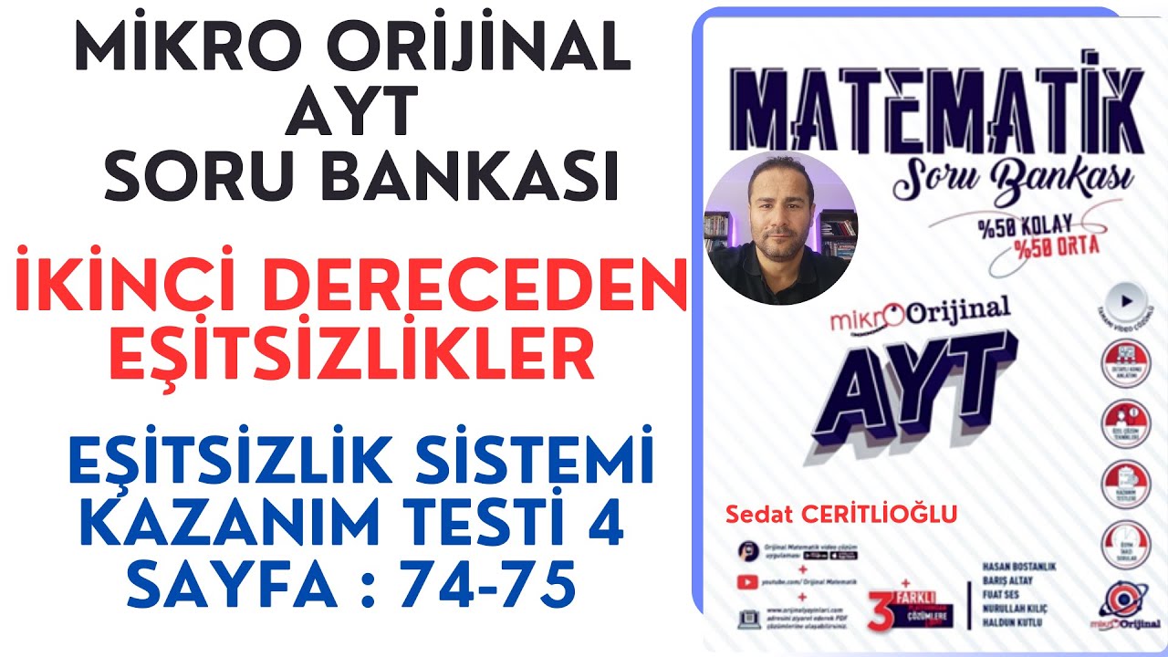 İKİNCİ DERECEDEN EŞİTSİZLİKLER | MİKRO AYT SORU BANKASI SYF: 74-75|#orijinalmatematik #mikroorijinal
