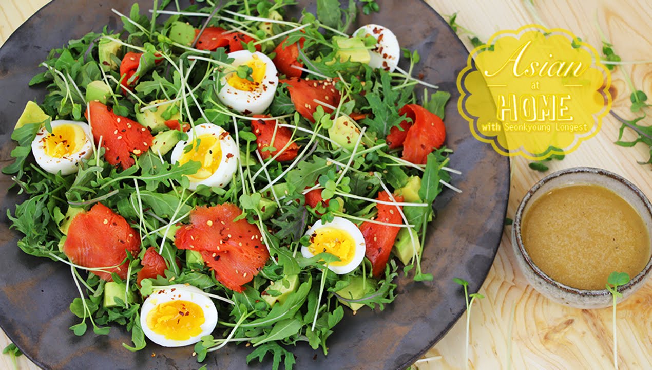 Smoked Salmon Salad with Miso Dressing