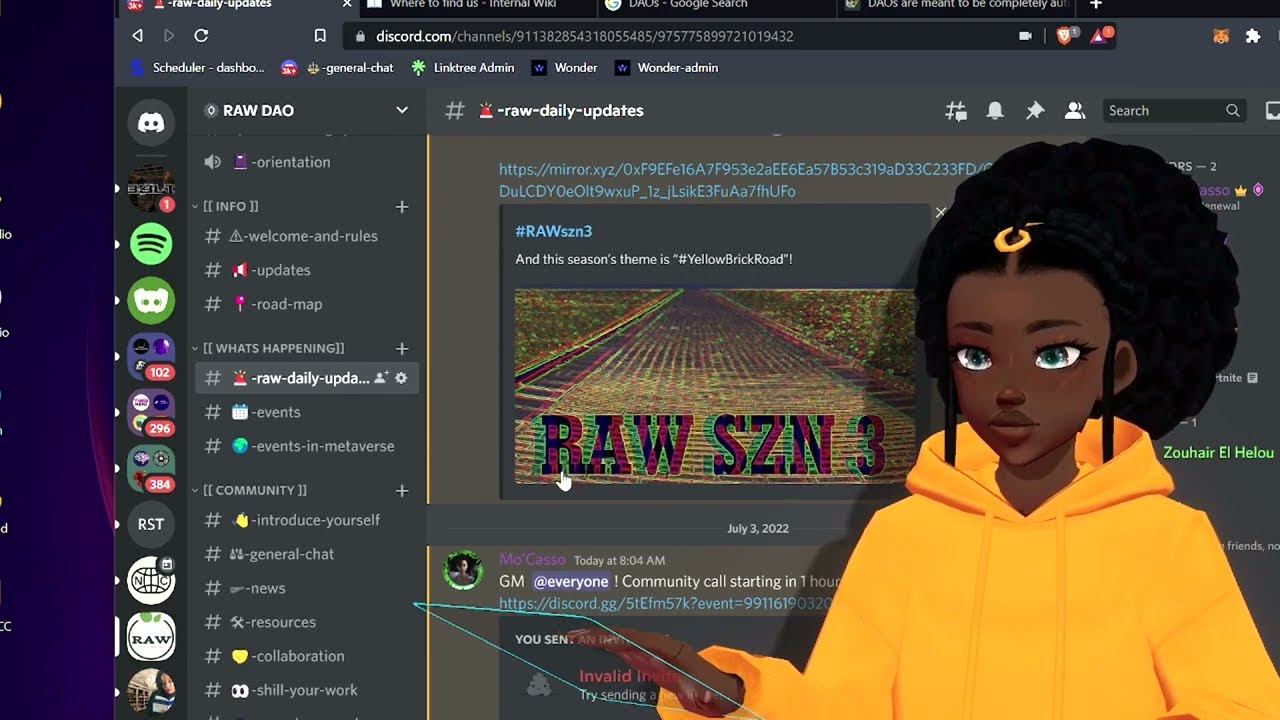 Exploring the RAW DAO discord !