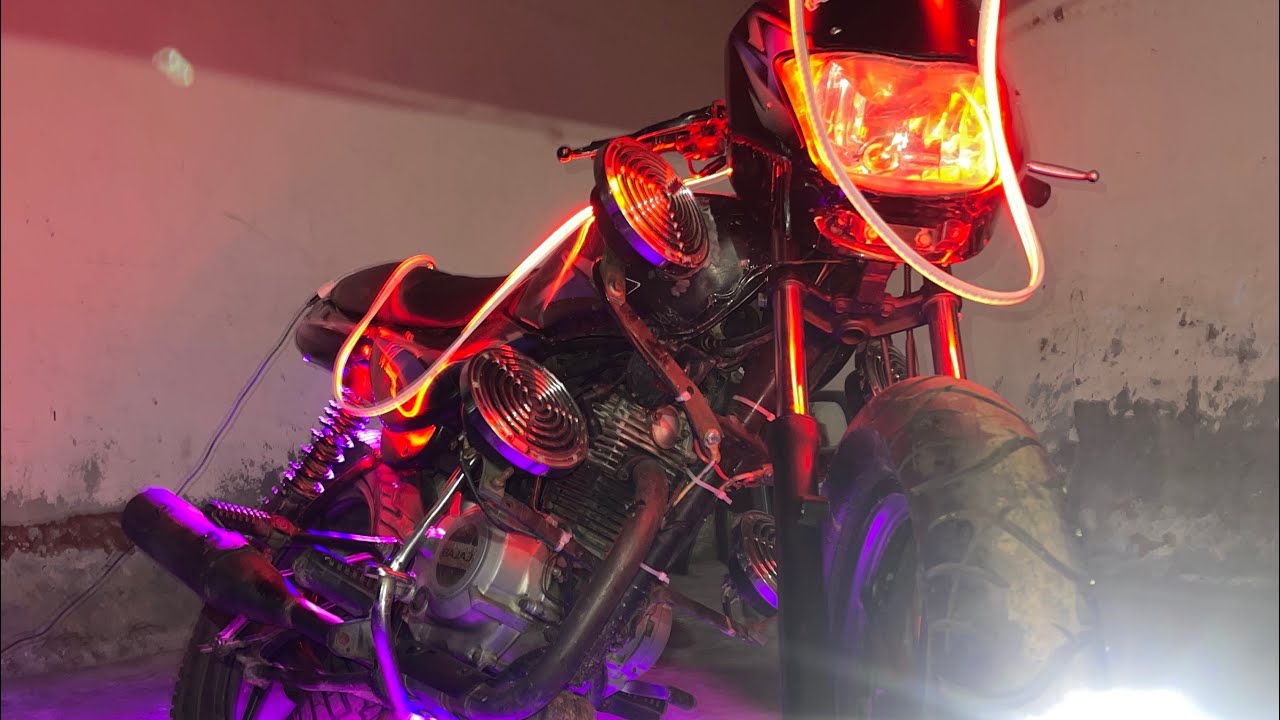Ct100 Modify Install New Monster tyres and neon light and cover dent