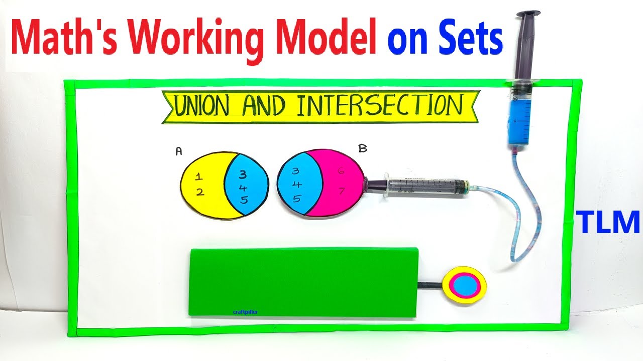 maths working model on sets (intersections and union) - maths tlm project - diy | craftpiller