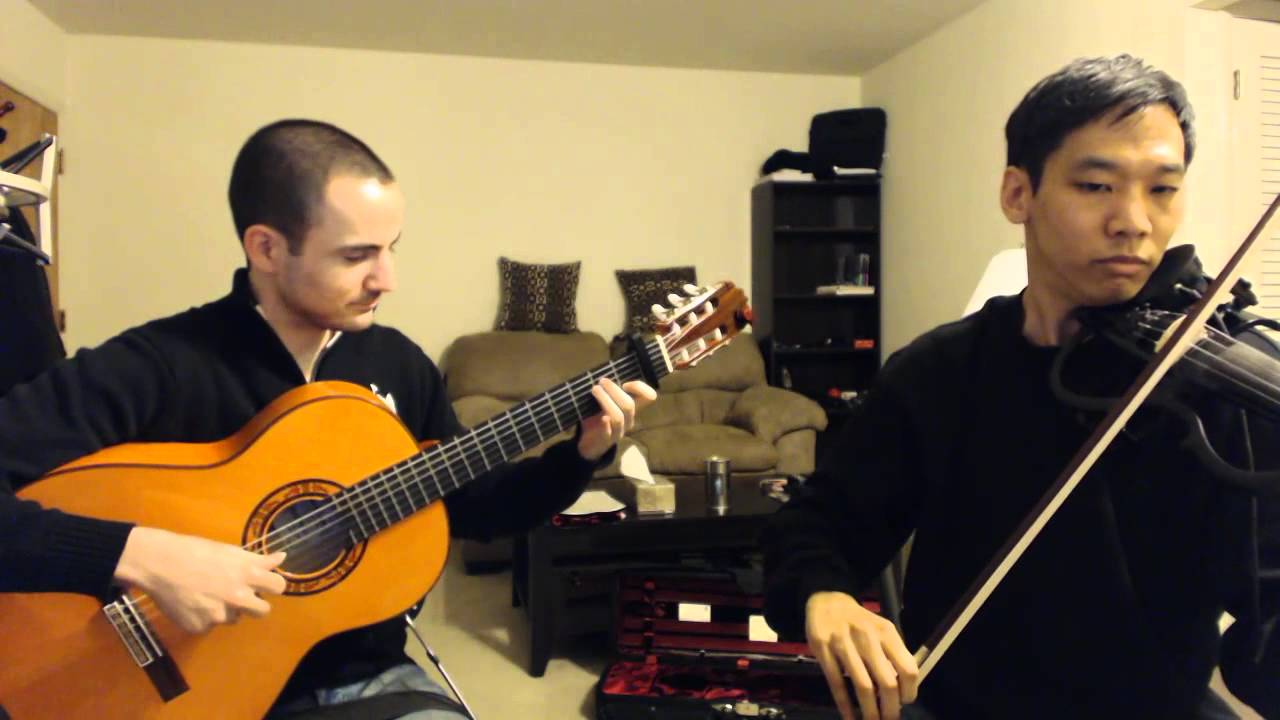 Coldplay - Clocks (guitar and violin cover video)