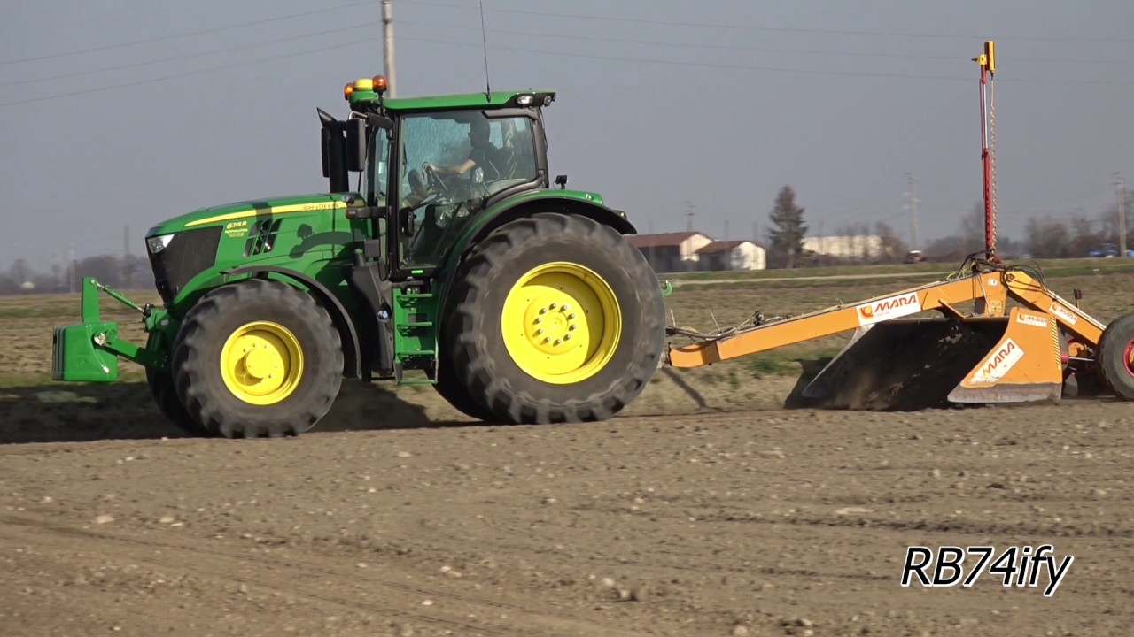 Rice Fields Leveling - JOHN DEERE 6215R AutoPowr & MARA 6 m