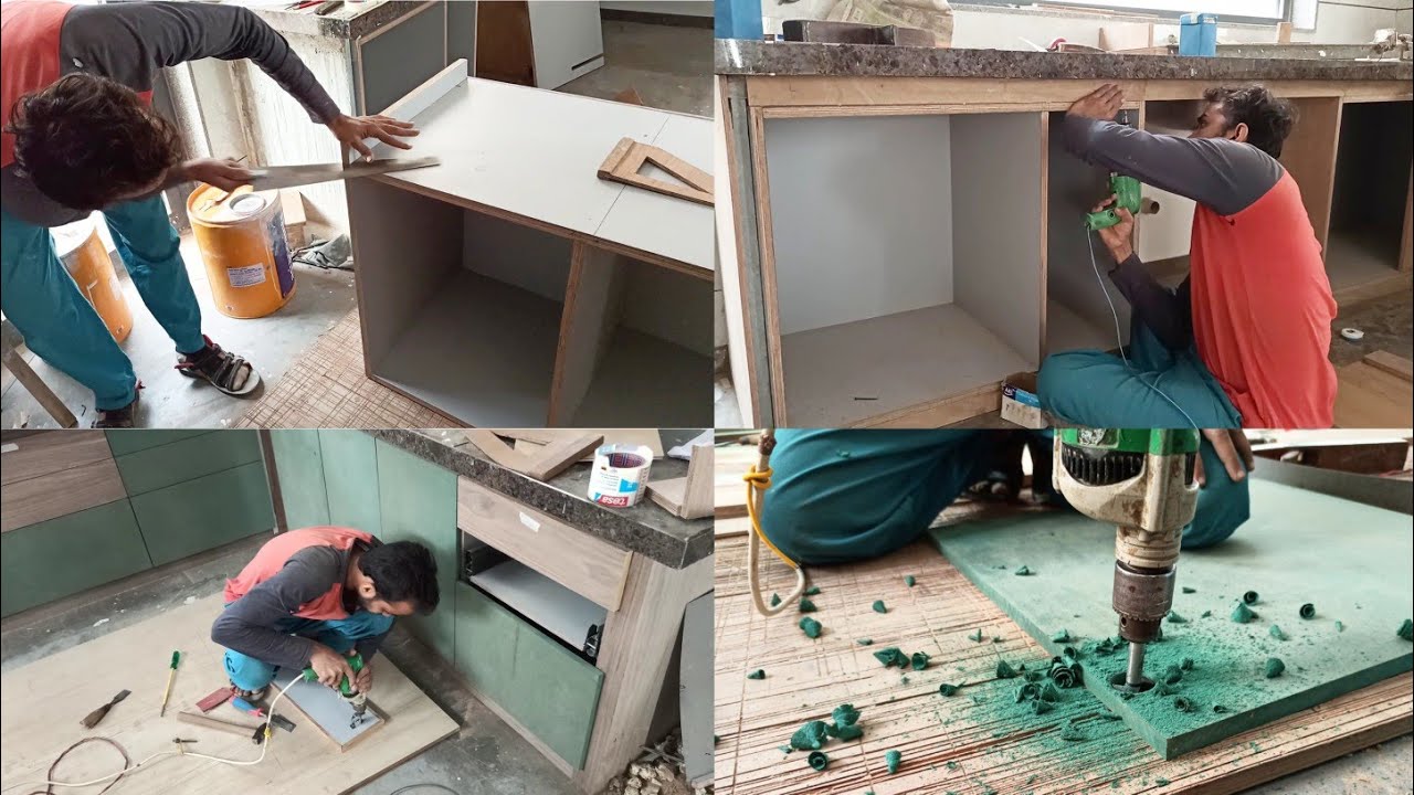 How to Make plywood modular kitchen ! step by step modular kitchen installation #modularkitchen