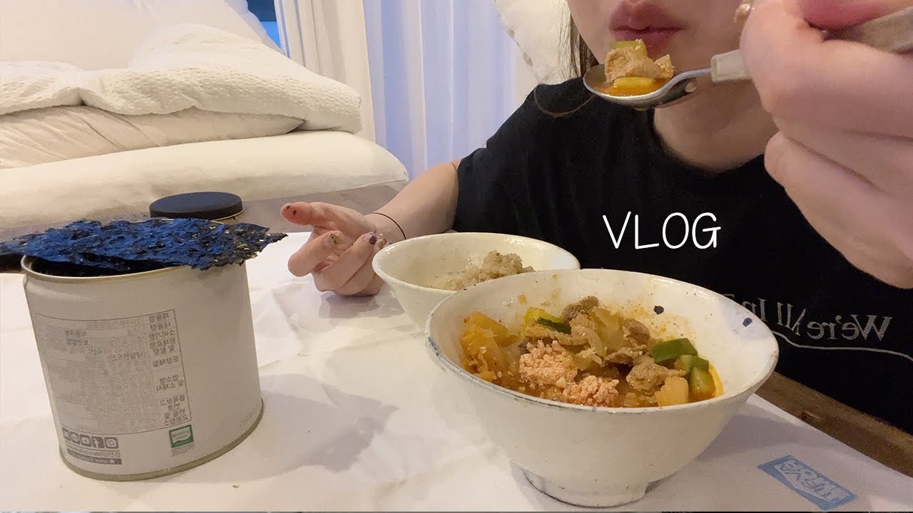 vlog. 새 가구 배송, 피넛버터 첵스 하프 저속노화 식단일까🥜 완두콩 스프🫛카이막 그리고 애호박 명란찌개🍲 만들어 먹는 일상