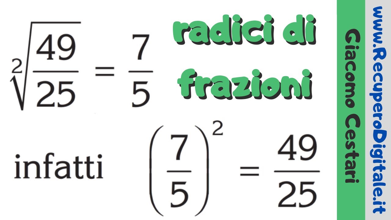 04 radici di frazioni con numeratore e denominatore quadrati perfetti