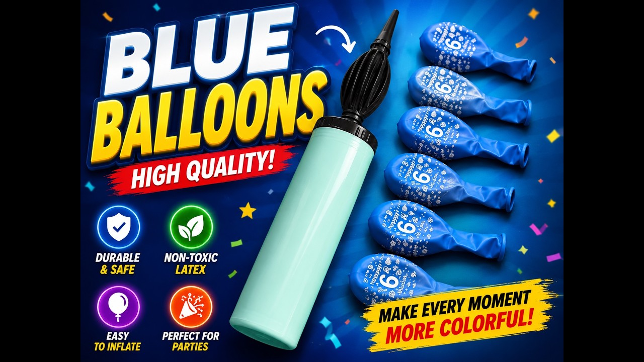 Blue Balloons Hand Pump ASMR | Satisfying Balloon Inflating Sounds (No Talking) | Color Learning
